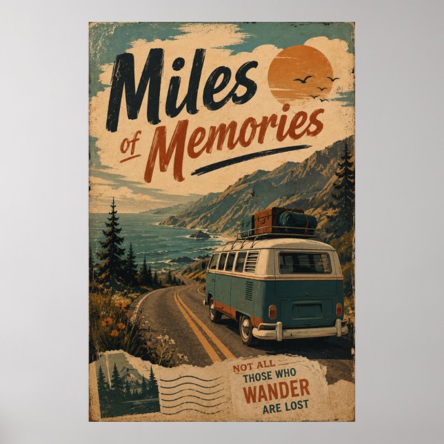 Affiche Décor de souvenirs de voyage sur la route côtière  (Devant)
