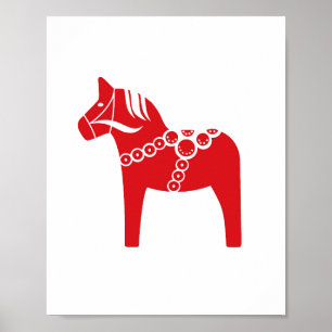 Affiche Décor de vacances Cheval de Noël scandinave