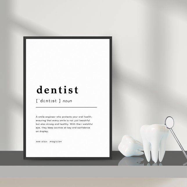 Affiche Décor Dentaire Dentiste Définition Mur Imprimer (Dental Office Decor Dentist Definition Wall Print)