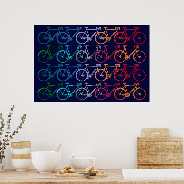 Affiche Décor des vélos colorés des roues de chevauchement (Cuisine)