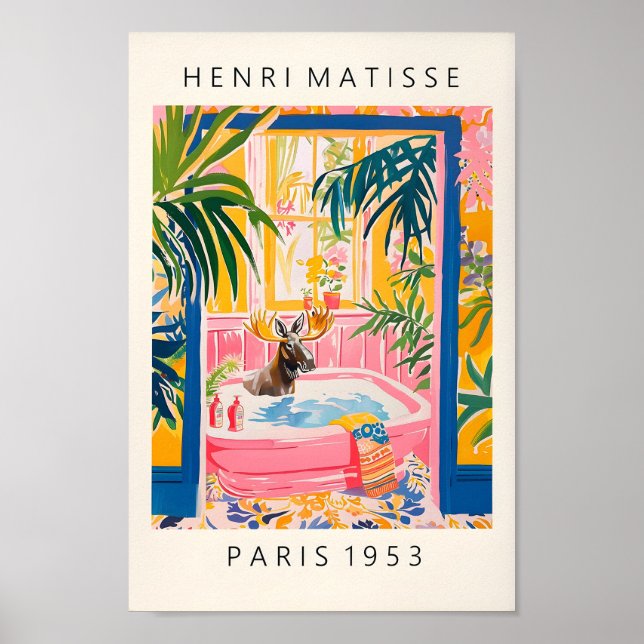 Affiche Décor Dopamine Rose Pour Salle De Bains, Oie Dans  (Devant)