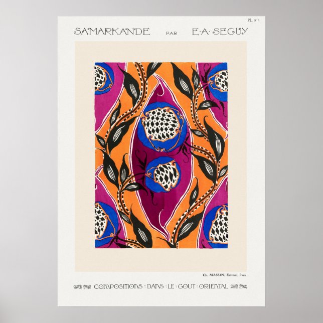 Affiche Décor du marché aux fleurs de Samarkande (Devant)