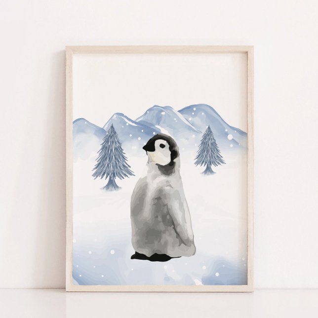 Affiche Décor du mur de la pingouin d'animaux de l'Arctiqu (Winter Arctic Animal Penguin Nursery Wall Decor)