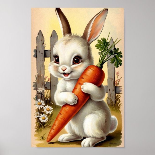 Affiche Décor Fleur Printemps de lapin de Pâques (Devant)