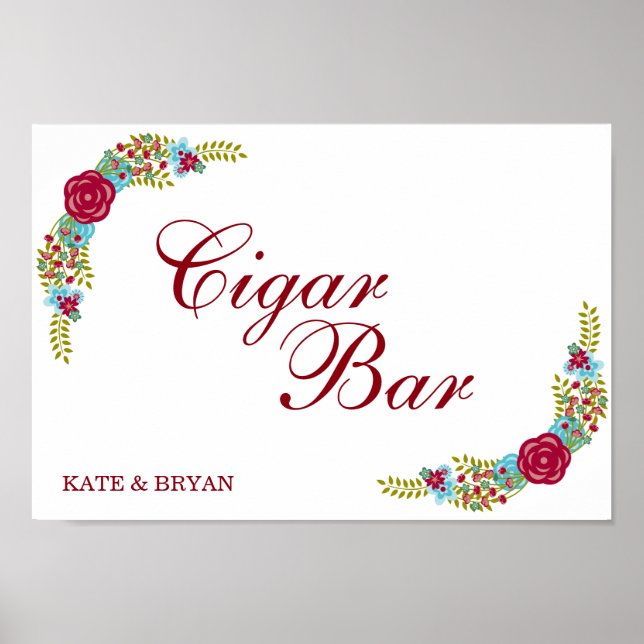 Affiche Décor fleuri - Bar à cigares - Panneau Mariage Pos (Devant)