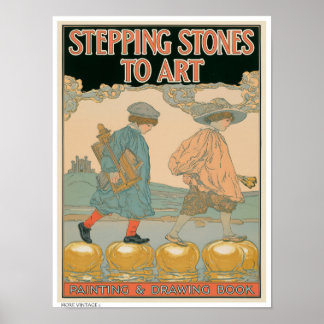 AFFICHE DÉCOR : ILLUSTRATION DE LIVRE D'ART VINTAGE