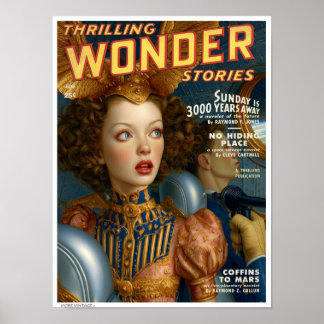 AFFICHE DECOR KITSCH : COUVERTURE DE MAGAZINE PULP VINTAGE