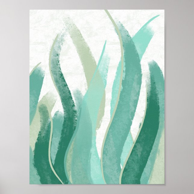 Affiche Décor moderne Abstrait Vert mer Vert laiton (Devant)