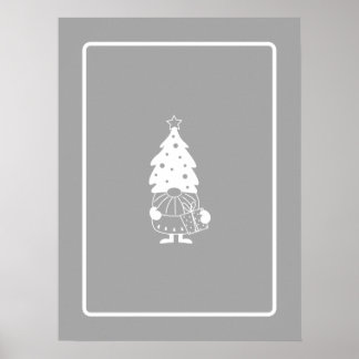 Affiche Décor moderne scandi Gnome de Noël
