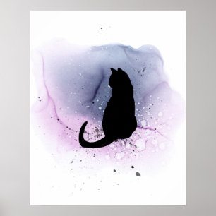 Affiche Décor Mur Silhouette Chat Noir