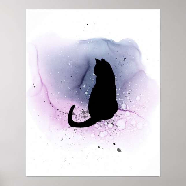 Affiche Décor Mur Silhouette Chat Noir (Devant)