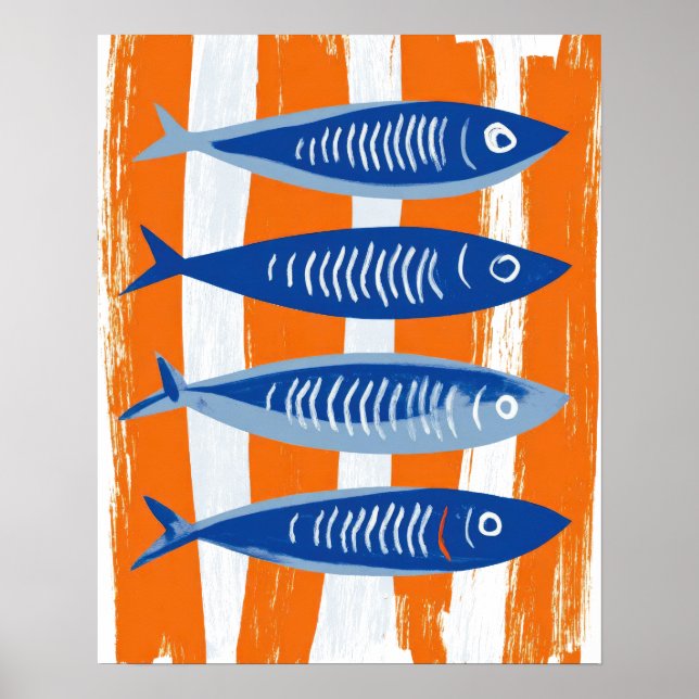 Affiche Décor mural de cuisine vibrant Sardines Côtière (Devant)
