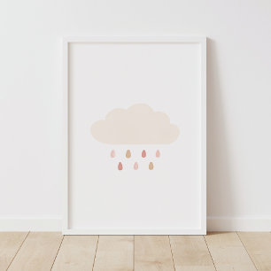 Affiche Décor neuf nuage rose fille
