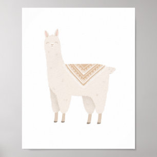Affiche Décor Neutral Boho Llama Girls Room Nursery