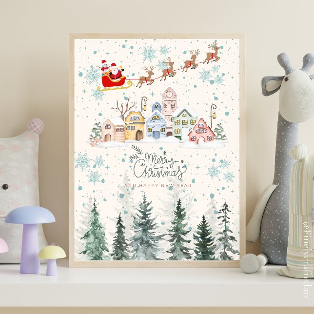 Affiche Décor Nourriture de Noël en aquarelle mignonne (Créateur téléchargé)