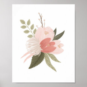 Affiche Décor rose Floral Fille de verdure