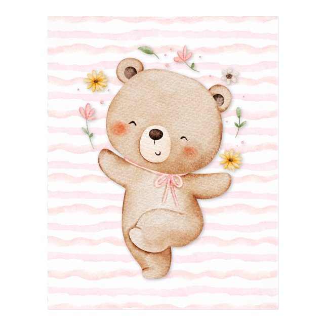 Affiche décoration murale ours en peluche Affiche  (Teddy bear wall art poster Happy dance poster)