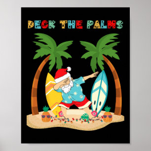 Affiche Décorer les palmiers Santa en train de daber Noël