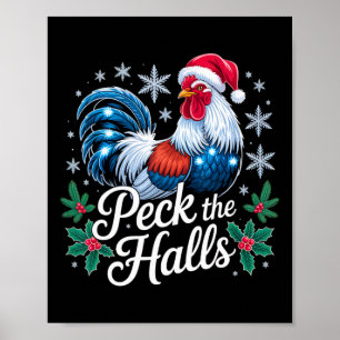 Affiche Décorer Les Salles Poulet Xmas Chapeau De Père Noë