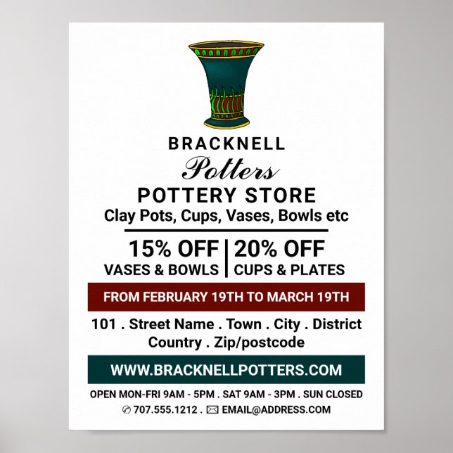 Affiche Décorer Vase, Poterie Store, Potters Adoré (Devant)