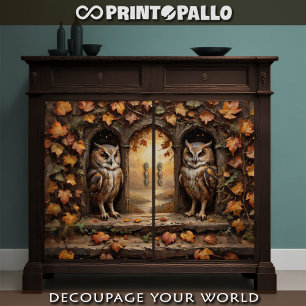 Affiche Decoupage - Deux hiboux face à l'automne