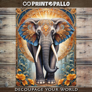 Affiche Decoupage - éléphant sacré indien comme icône 
