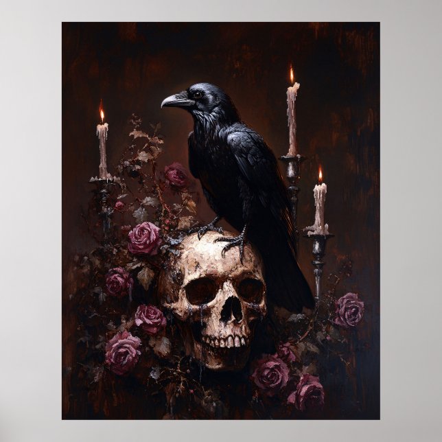 Affiche Decoupage Raven on Skull with Candles (Devant)