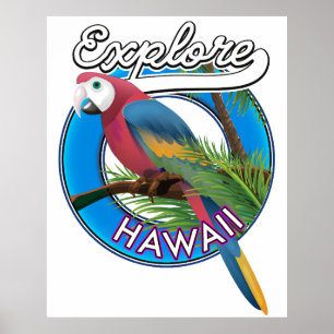 Affiche Découvrez le logo rétro Hawaii