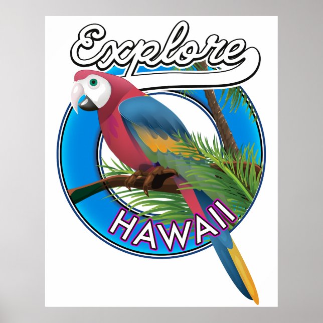 Affiche Découvrez le logo rétro Hawaii (Devant)