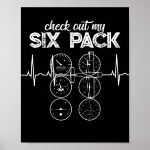 Affiche Découvrez Mon Six Pack Pilote Aviation Drôle Gym F