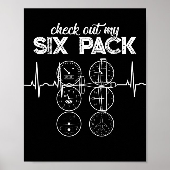Affiche Découvrez Mon Six Pack Pilote Aviation Drôle Gym F (Devant)