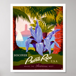 Affiche Découvrez Porto Rico Vintage