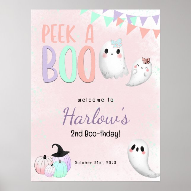 Affiche Découvrez un Boo Pastel Halloween Bienvenue (Devant)