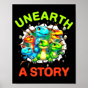 Affiche Découvrez une histoire de bibliothèque de dinosaur