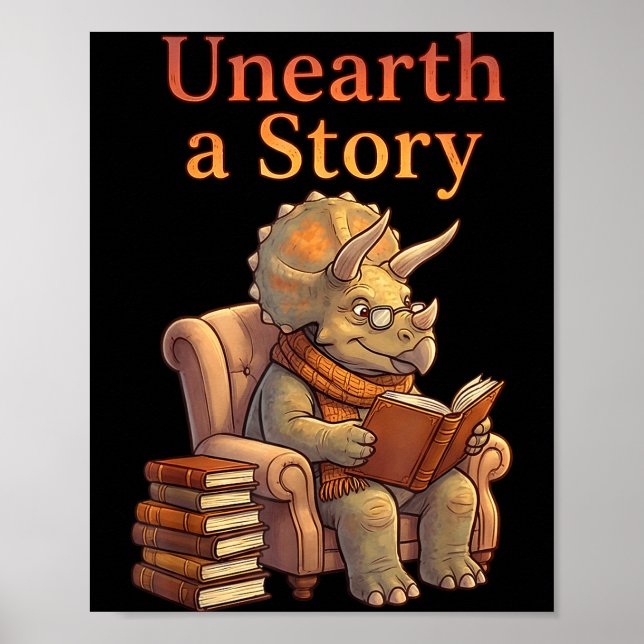 Affiche Découvrez une histoire triceratops dinosaure lisan (Devant)
