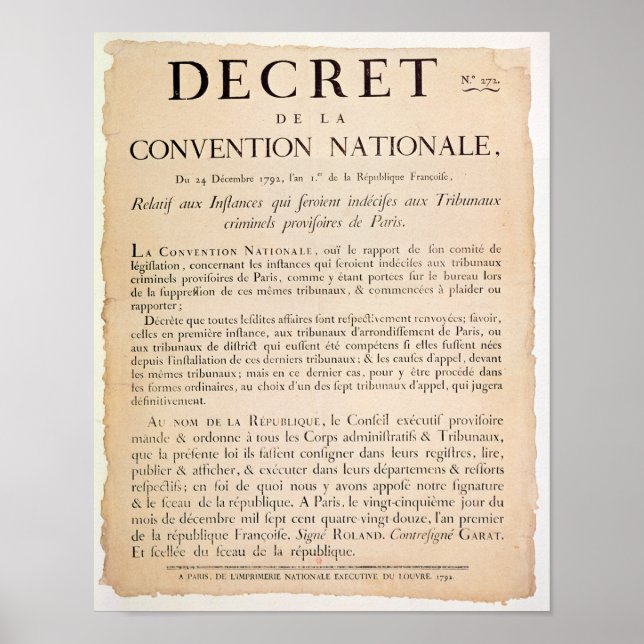 Affiche Décret de la Convention nationale (Devant)