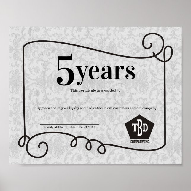 Affiche Décrire le certificat anniversaire universel de l' (Devant)