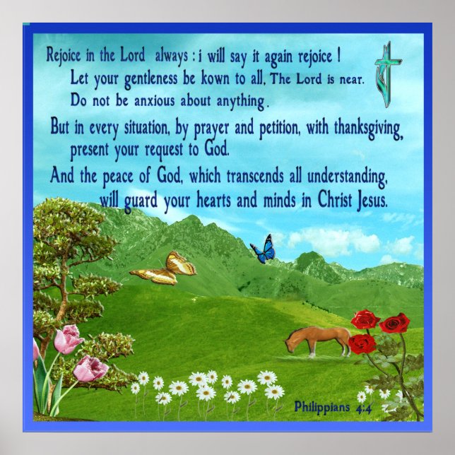 Affiche d'écriture sainte de 4:4 de Philippiens (Devant)