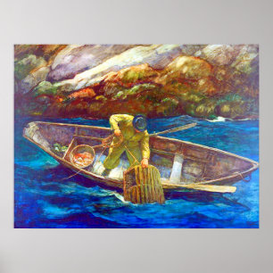 Affiche Deep Cove Homard Man N. C. Wyeth ca. 1938