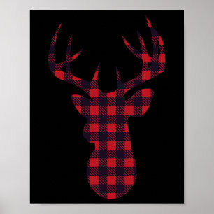 Affiche Deer Buck Silhouette Rouge Plaid Correspondant Noë