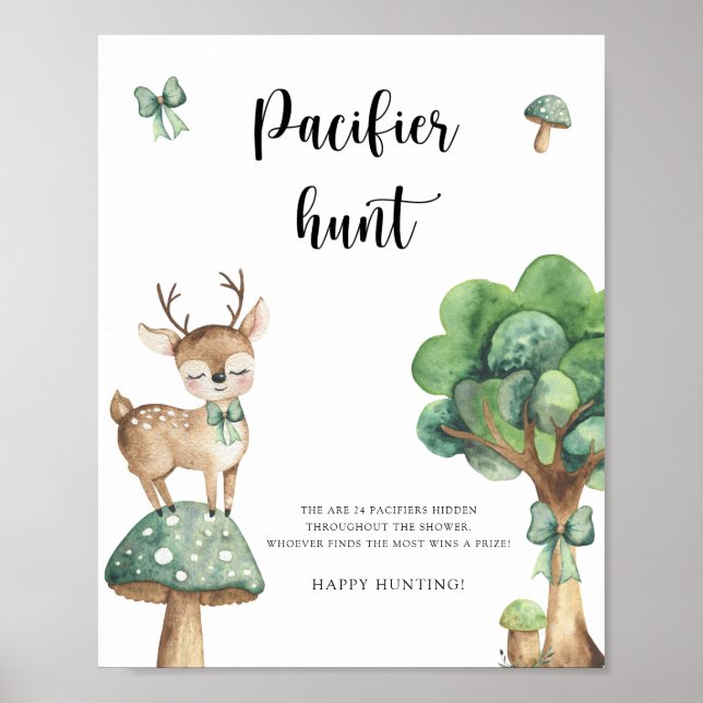 Affiche Deer - chasse à la pacifiste baby shower de jeu po (Devant)