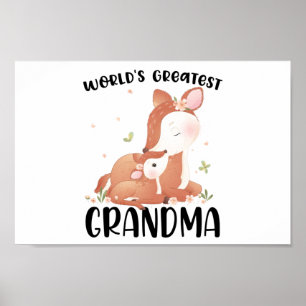 Affiche Deer Doe and Fawn World's Greatest Grandma