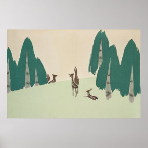 Affiche Deer Kamisaka Sekka japon peinture toile art cc0