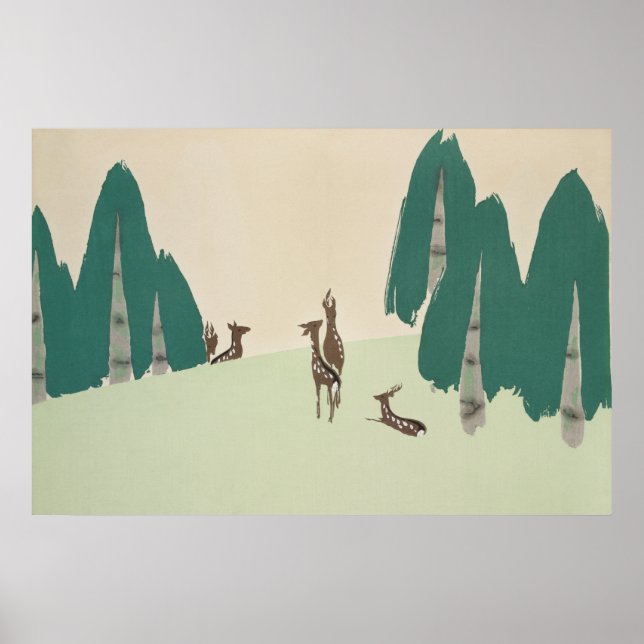 Affiche Deer Kamisaka Sekka japon peinture toile art cc0 (Devant)