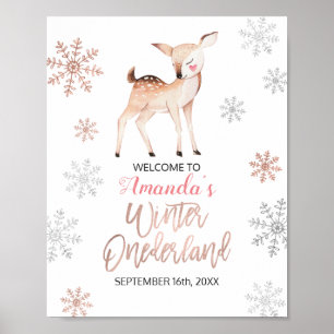 Affiche Deer Winter Snowflakes ONE derland Anniversaire Bi