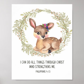 Affiche Deer Woodland Animal Wall Art, Écriture Nursery P