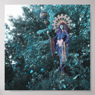 Affiche déesse aza de l'énergie féminine du cosmos