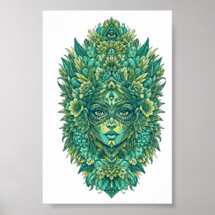 Affiche Déesse Botanique Mystique Géométrie Sacrée Psyched