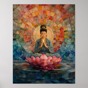 Affiche Déesse bouddhiste Guanyin Rainbow Portrait Art