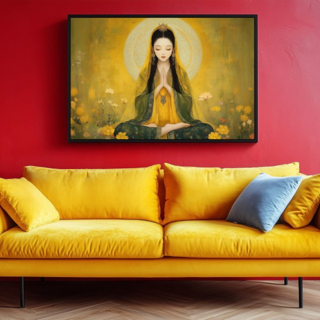 Affiche Déesse bouddhiste Yellow Tara Golden Portrait Art (Créateur téléchargé)